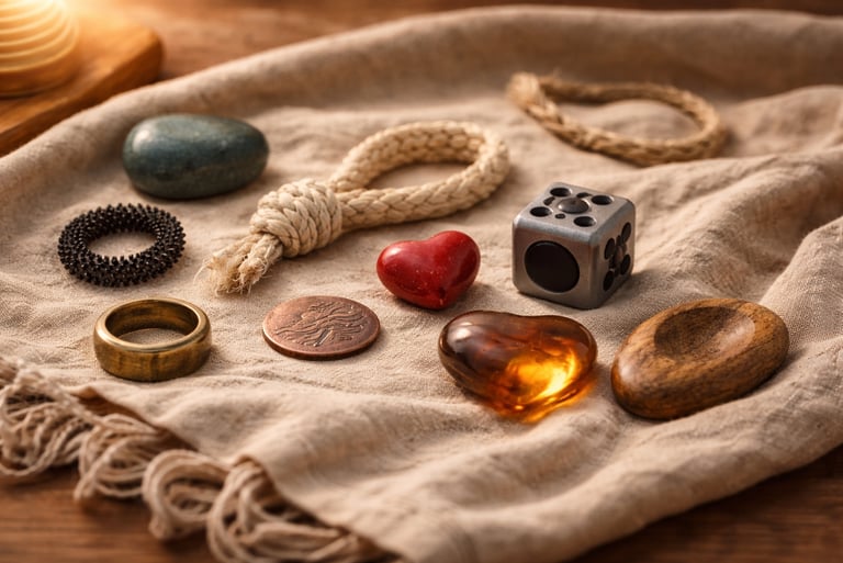 A collection of trinkets which can be used as a token for healing avoidant attachment