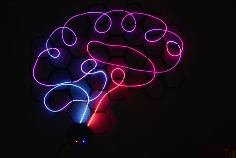 Neon light created with 3D printing, LED and fiber optics