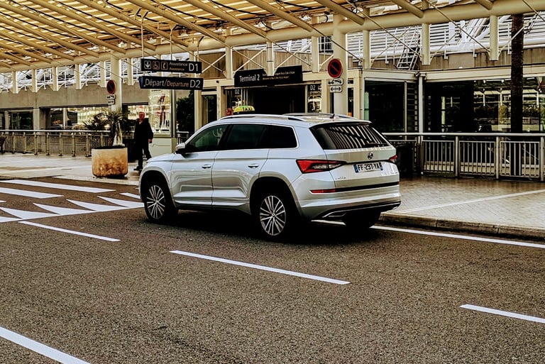 a car parked in front of a building