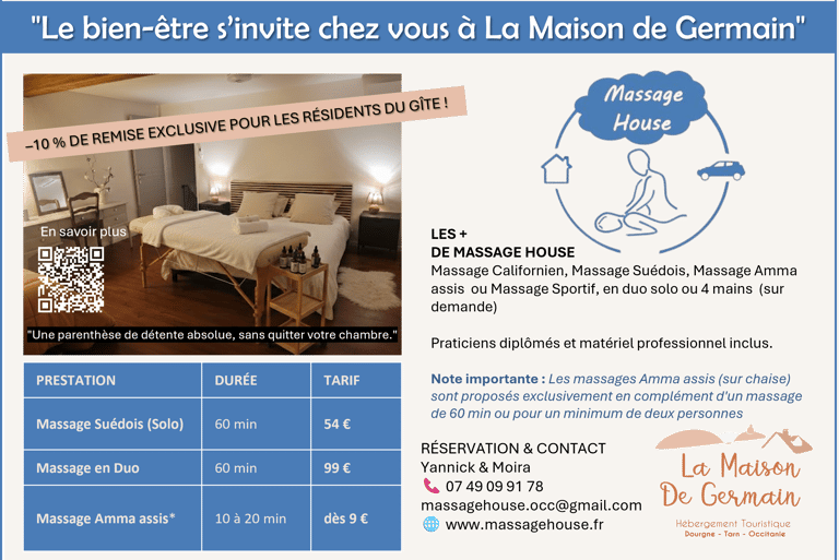 Tarif Massage Housse Partenariat La Maison de germain