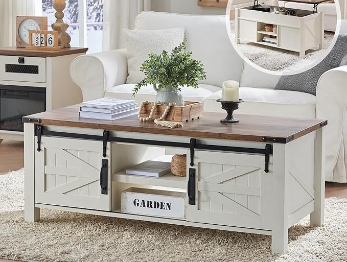 white lift top coffee table