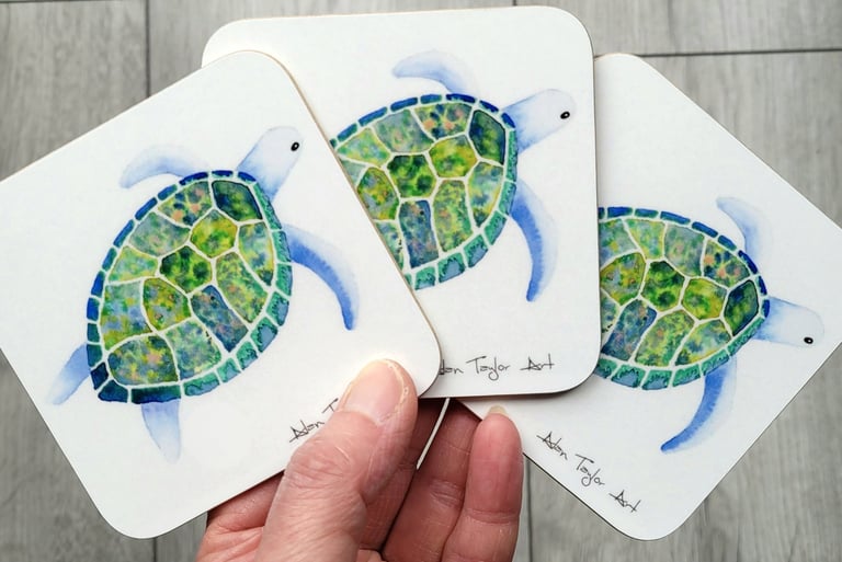 Turtle coasters by Alan Taylor Art