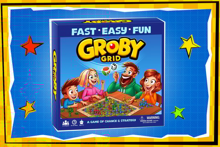 Groby Grid standard edition family dice board game.