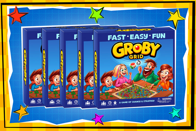 Groby Grid retailer pack with five copies of the family board game.