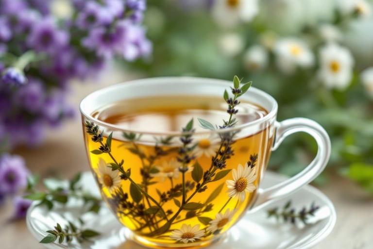 a cup of Soothing Chamomile Lavender Infusion Tea