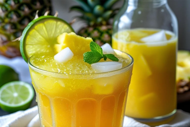 Pineapple Passionfruit Drink over Ice 