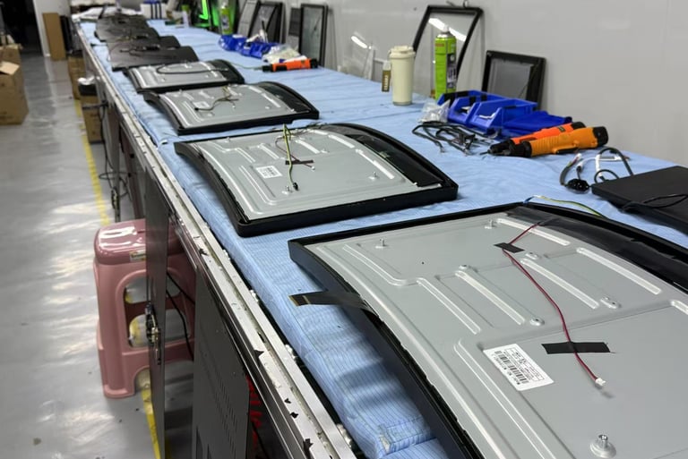 claratech's slot machines' back side in the factory