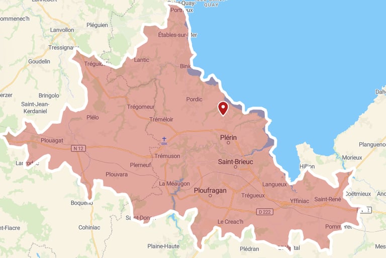 Zone d'intervention de RamoNet 22 sans frais de déplacement 