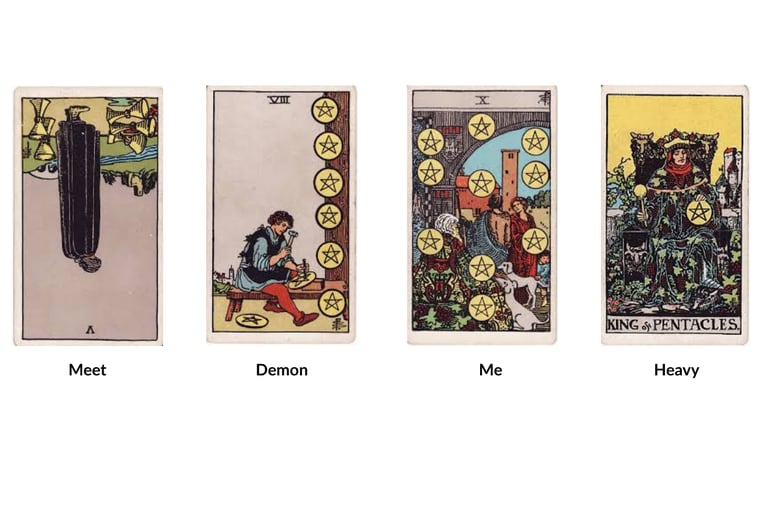 tarot cards representing an IoPT intention to meet an unattached burden