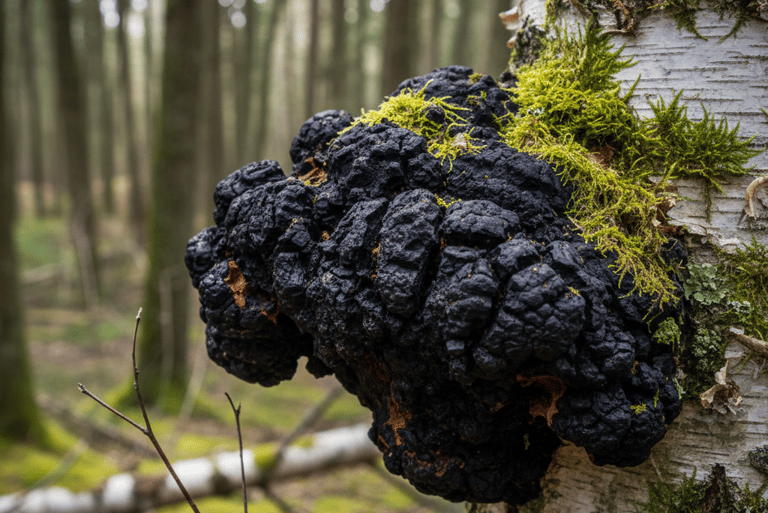 a mushroom mushroom on a log in the woods