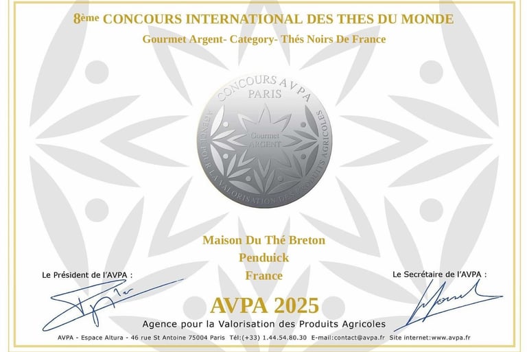 medaille argent concours international AVPA thé