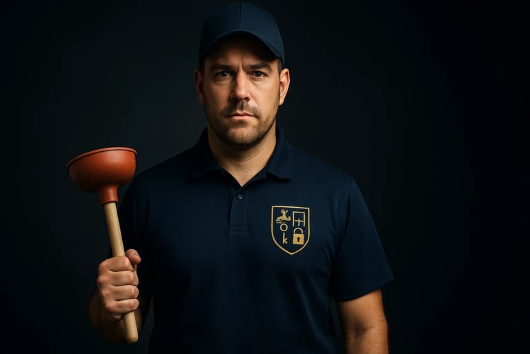 technicien débouchage canalisation une pompe a la main