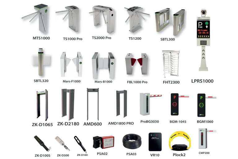 a variety of electronic gate gates and access controls from ZK TECO Brand
