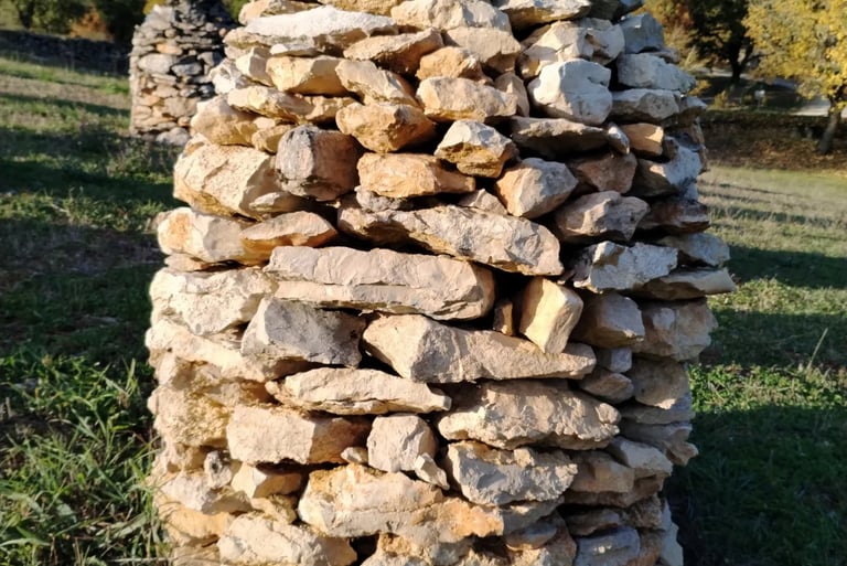 Structures de pierres dans le pré