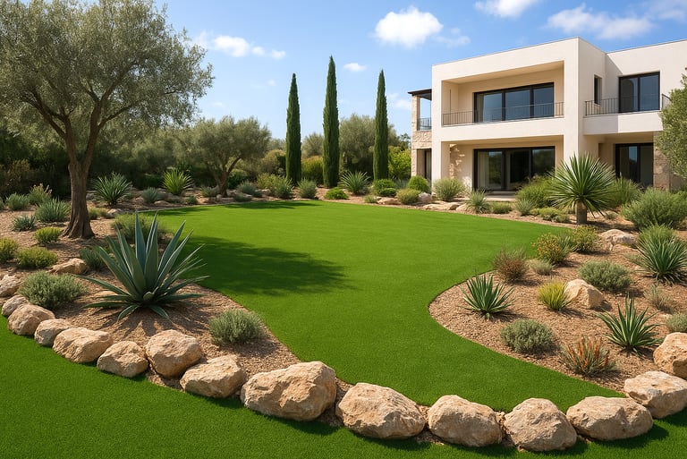 Suni Çim Su Tasarruflu Bodrum Bahçe PEyzaj