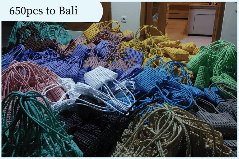 Pengiriman grosir 650 pcs tas anyaman jali jali Craftvitas Indonesia ke Bali