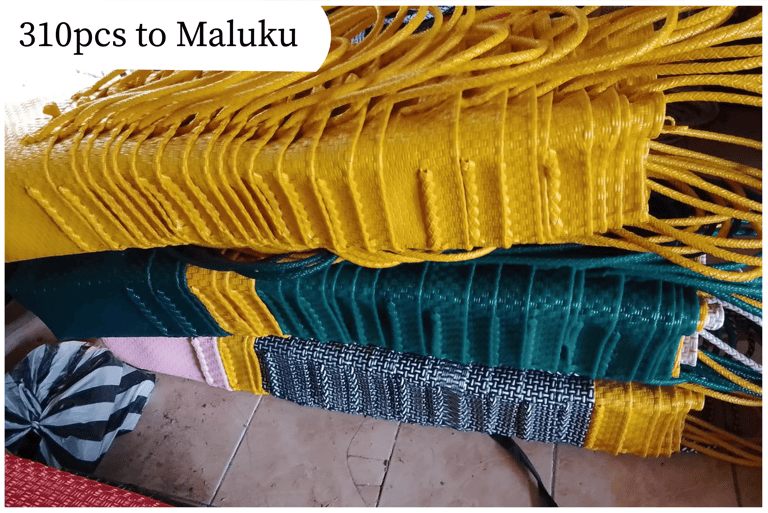 Pengiriman grosir 310 pcs tas anyaman jali jali Craftvitas Indonesia ke Maluku