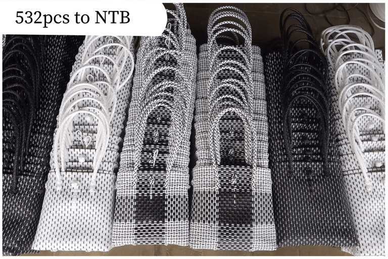 Pengiriman grosir 532 pcs tas anyaman jali jali Craftvitas Indonesia ke Nusa Tenggara Barat