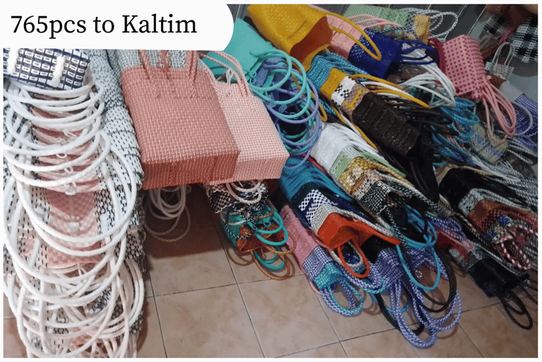 Pengiriman grosir 765 pcs tas anyaman jali jali Craftvitas Indonesia ke Kalimantan Timur