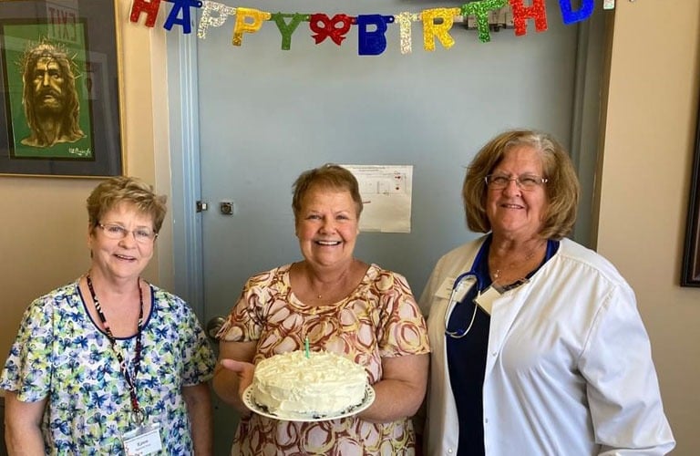Our nurses love to give birthday cakes to people if they have an appointment on their birthday!