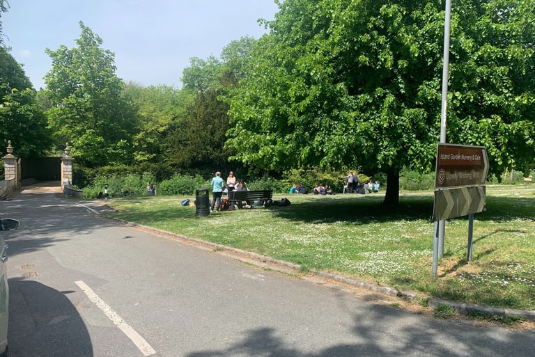 College students visiting the River Wey in May 2026