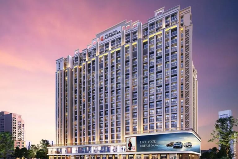 a large building with a large advertisement on the side of it