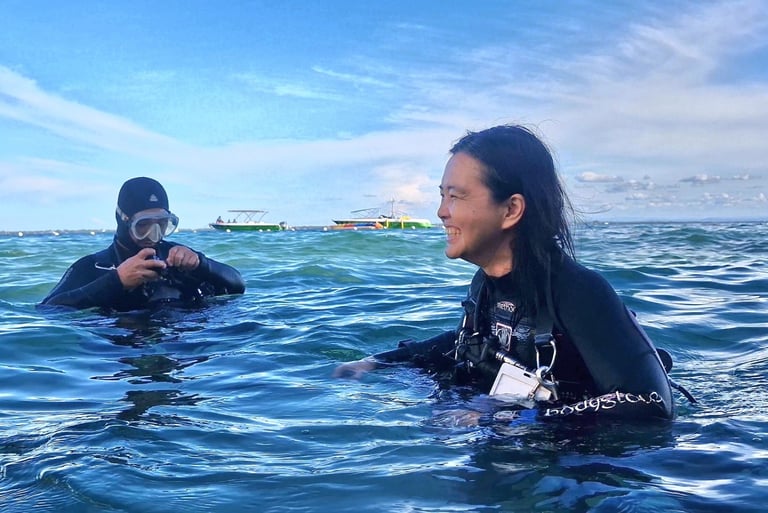 scuba diver having fun