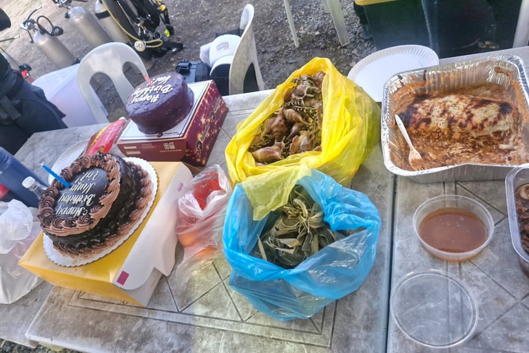cakes for birthday of Val, with puso, lasagna and saang