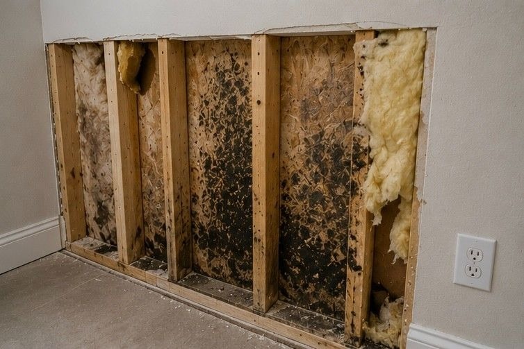 newer construction home in Northgate Colorado Springs showing hidden moisture damage inside wall cavity