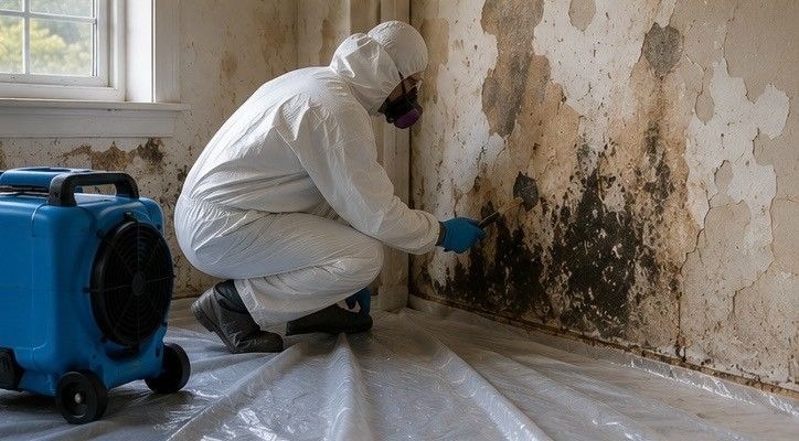 water damage and mold growth found inside walls of older Downtown Colorado Springs property during professional inspection