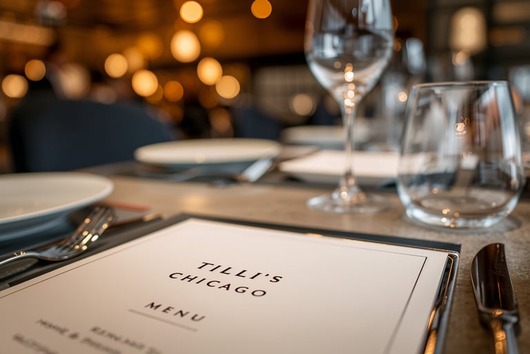 Tilli’s Chicago menu and table setup