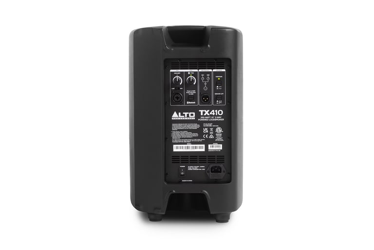 Altavoz Alto Professional TX410 visto desde la parte trasera y conexiones