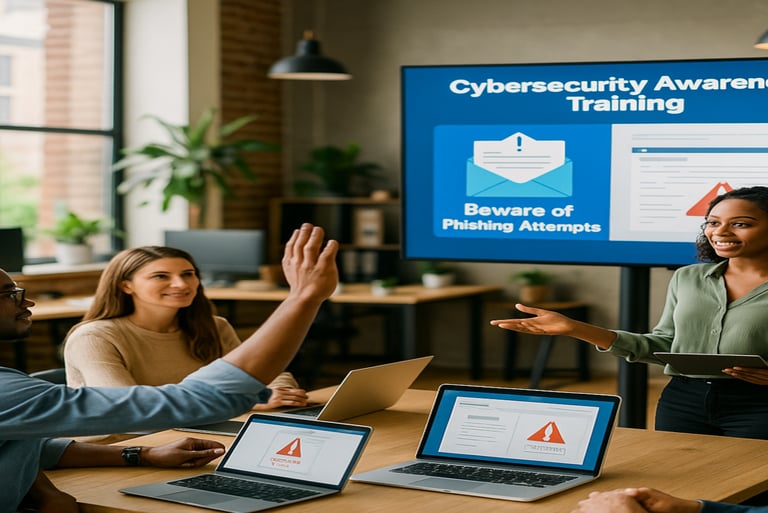 Cybersecurity expert providing annual Cybersecurity Awareness Training to the staff of an SMB.
