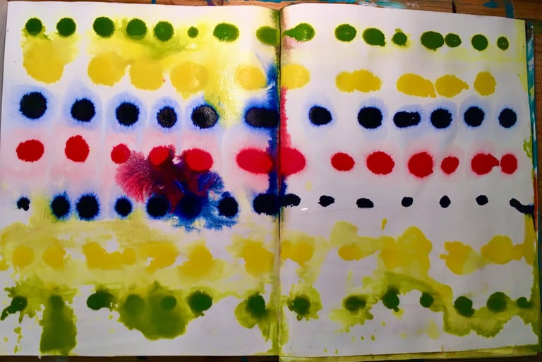 colorful abstract art journal entry demonstrating art therapy product