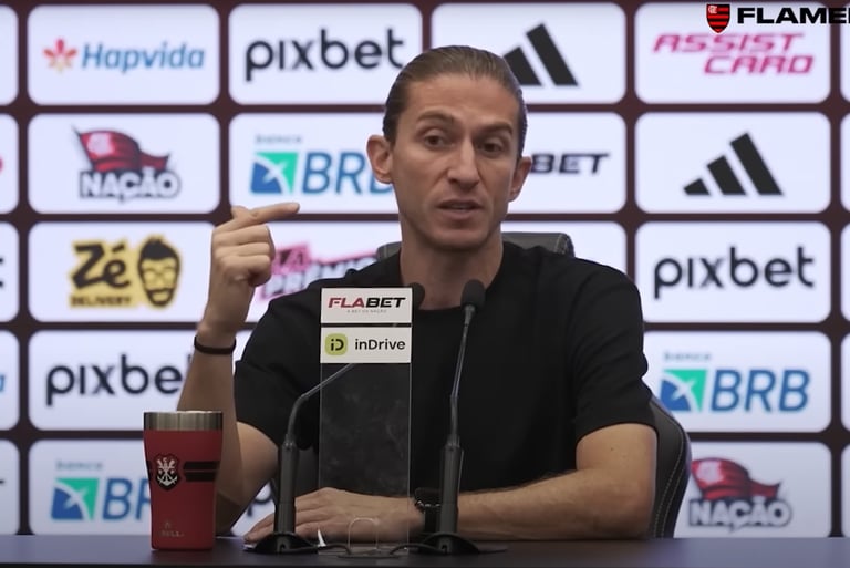 Filipe Luís em coletiva pós eliminação na copa do brasil. Flamengo TV