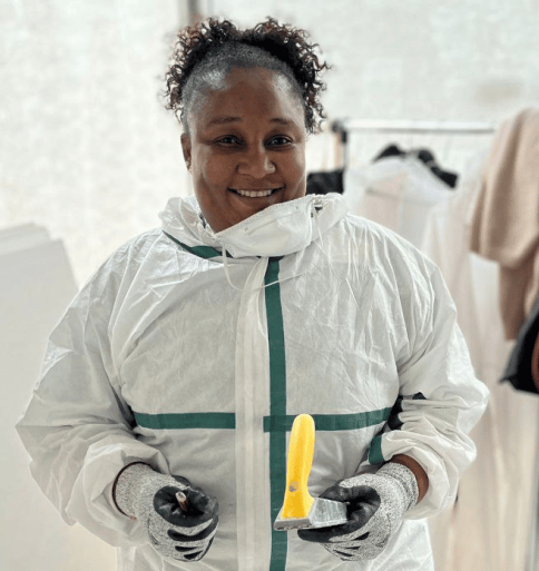 a woman working on construction site