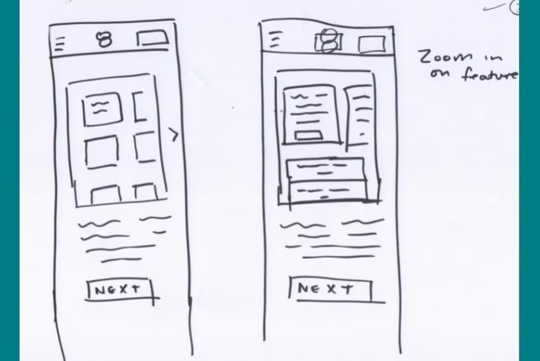 Sketch of idea of zooming in onto the features in the app.