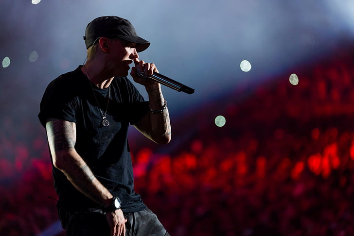 Eminem performing live at a concert in Mumbai 2025