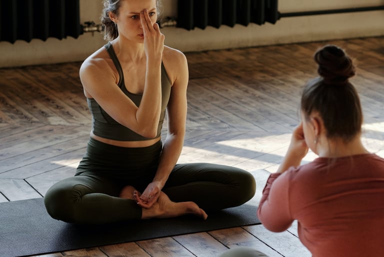 pranayama beim yoga retreat im elbsandsteingebirge november 2024