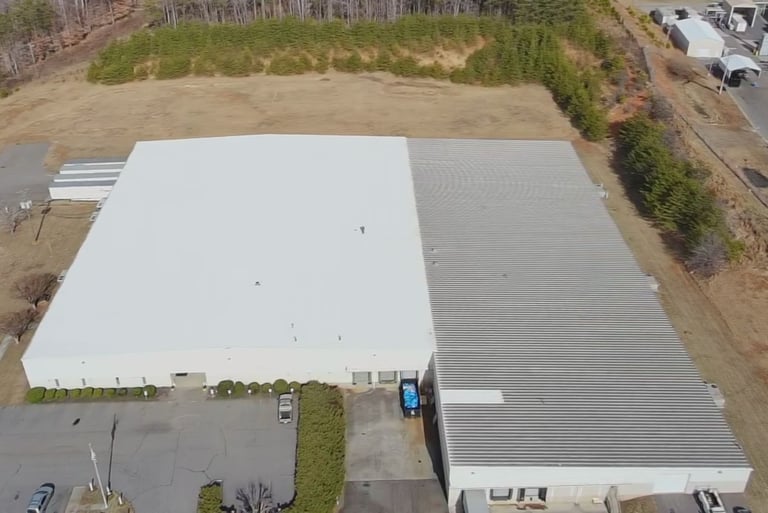 Flat roof replacement on commercial building in Martinsville Virginia