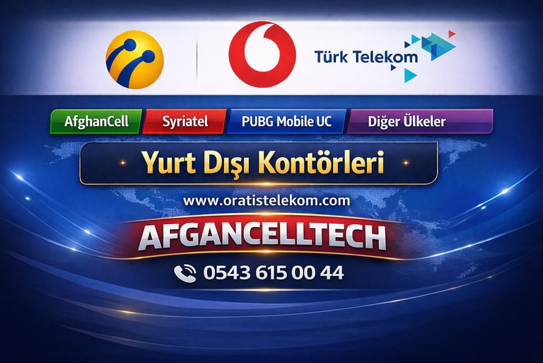 Turkcell, Vodafone ve Turk Telekom logolarının yer aldığı, uluslararası mobil kontör yükleme 