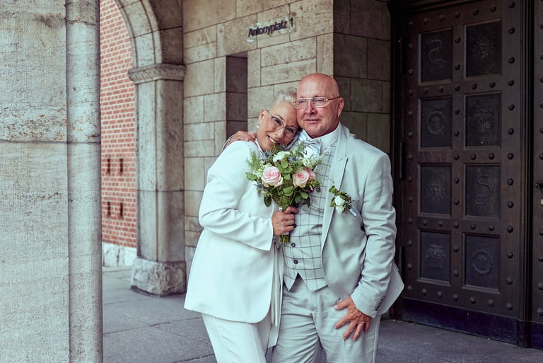 Portrait of a freshly married couple.