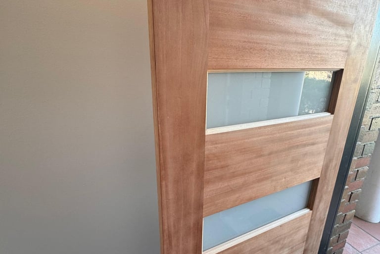 timber front door in Mount Waverley after Aqara A100 Smart Lock installation by Ipsum Lock