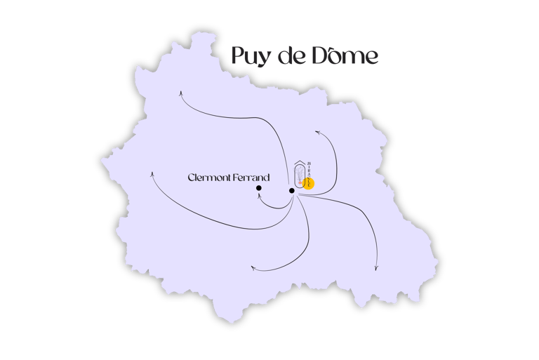 Carte du Puy-de-Dôme livraison traiteur Ô Miracle 