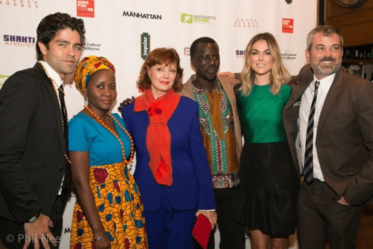 Adrian Grenier, Beatrice Biira, Susan Sarandon, Okello Sam, Serinda Swan and Chris Talbott