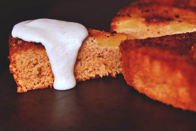 Spiced Pineapple Cake with Cashew Cream (Dairy & Gluten Free)