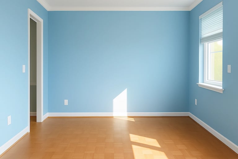 Empty clean, blue room after a tenant moves out