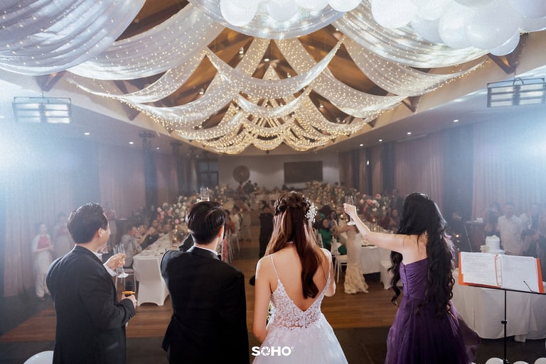 a bride and groom are taking pictures of their wedding day