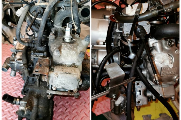 Aprilia RS250 before and after engine restoration