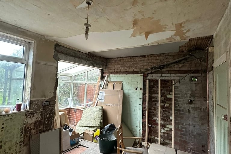All walls also needed boarding ready to skim.